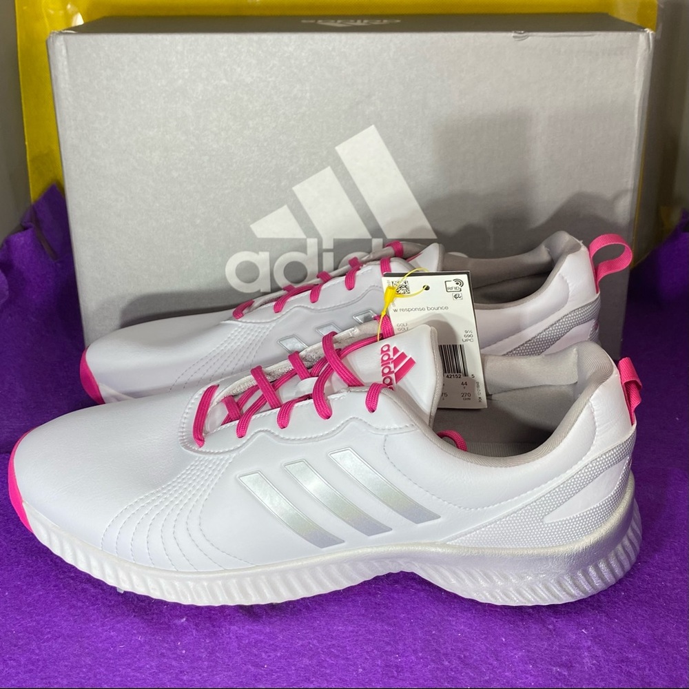 New Adidas Response Bounce Golf Shoes/Spikes Pink Magenta/White/Gray Women's 11